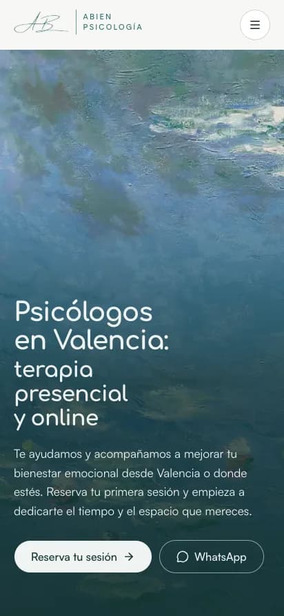 La misma portada en móvil: el cuadro ocupa la pantalla y el mensaje y los dos botones quedan al alcance del pulgar