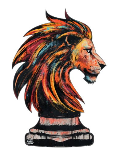 León al óleo naranja